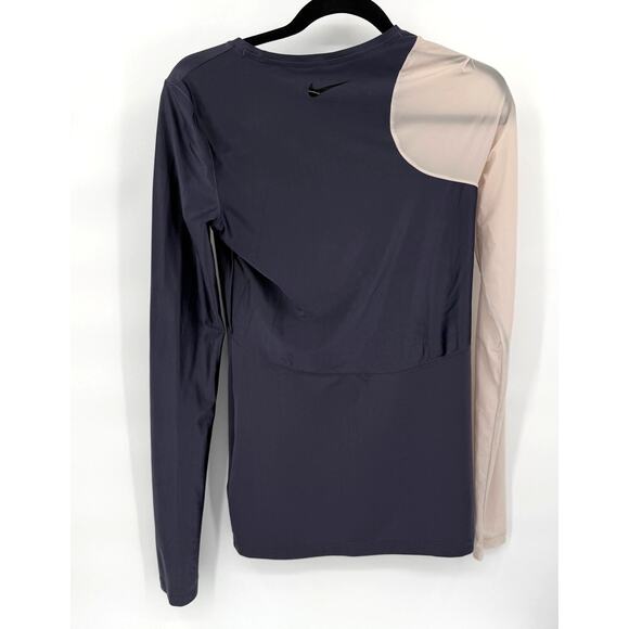 Nike Women's Pro Hypercool Mesh Long Sleeve Colorblock Purple/Cream Shirt Size S - Picture 3 of 8